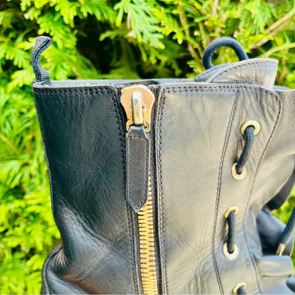 VALENTINO GARAVANI Calfskin Ruffle Combat Boots - Picture 7 of 9